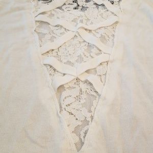 Maurices Cream sweater with lattice lace back